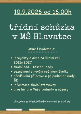 Třídní schůzka MŠ Hlavatce